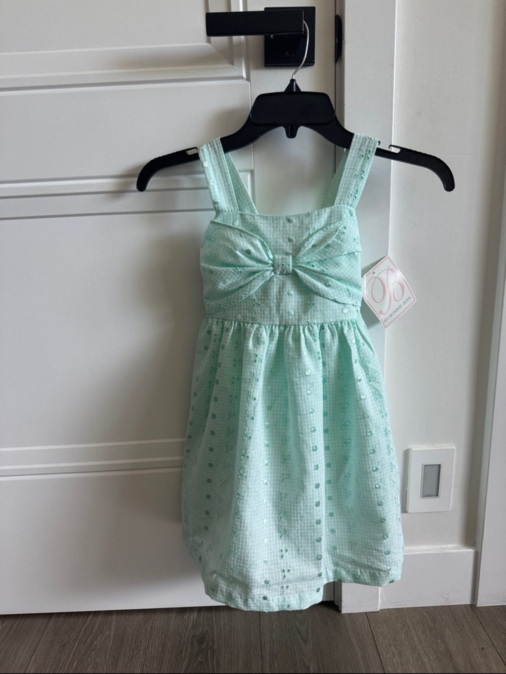 Bonnie Jean Mint Green Bow-Front Sundress